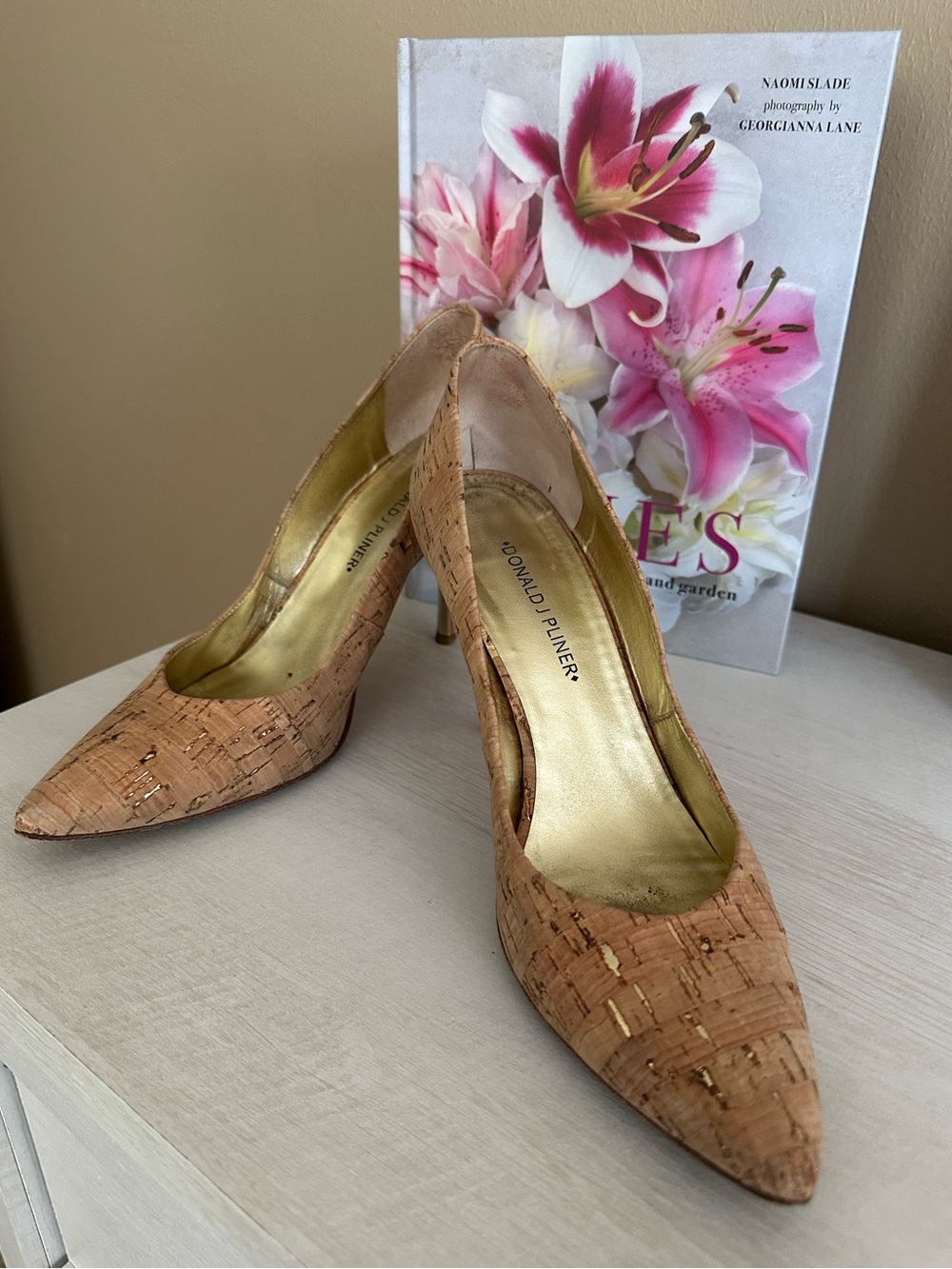 Donald J. Pliner Cork with Gold Accents Classic Pumps